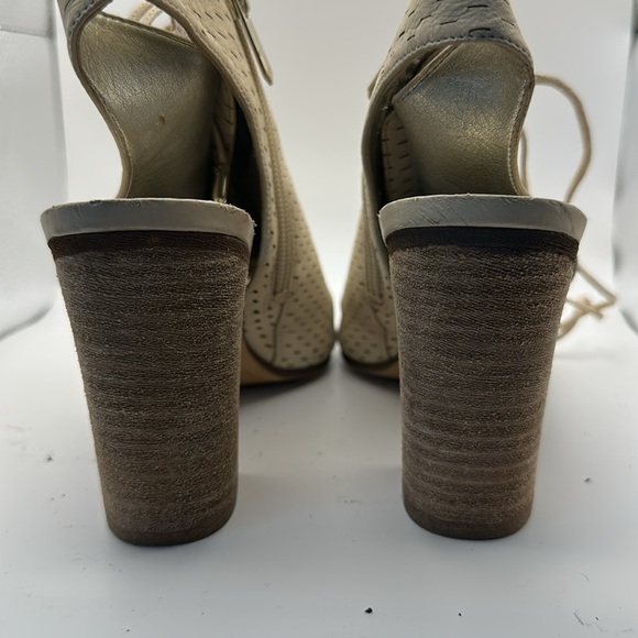 Sam Edelman Beige Lace-Up Peep-Toe Boots - Picture 2 of 7